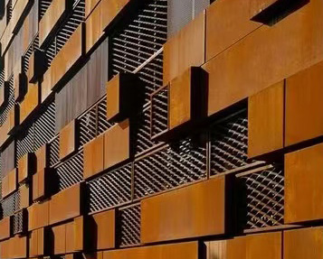 Corten steel facade panels